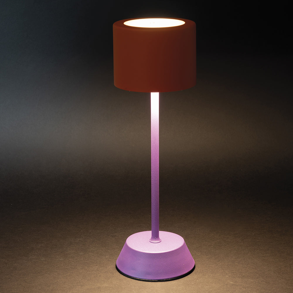 Lampada da tavolo touch ricaricabile con 3 intensità di luce arancione e viola design moderno ed elegante per interni ed esterni