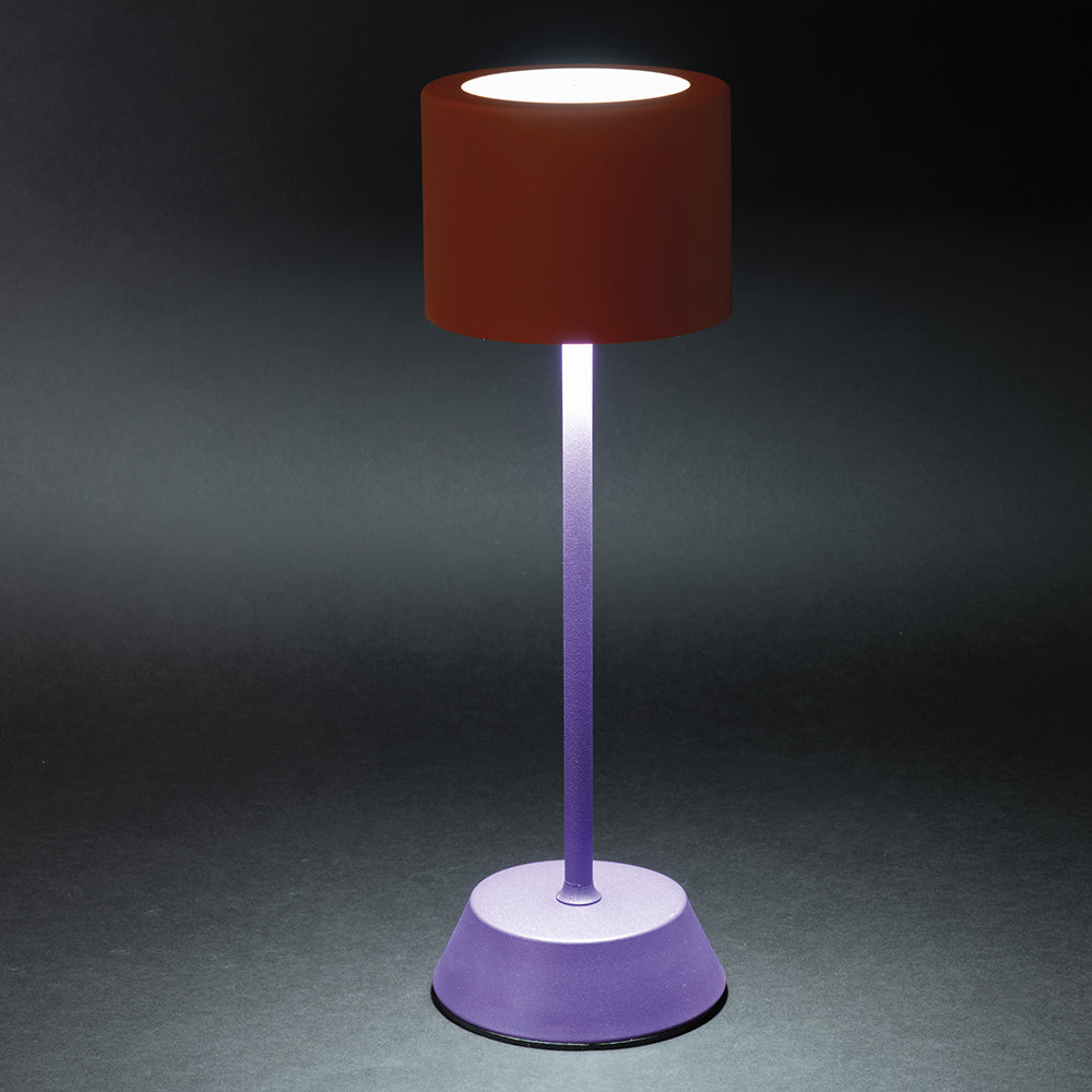 Lampada da tavolo touch ricaricabile con 3 intensità di luce arancione e viola design moderno ed elegante per interni ed esterni