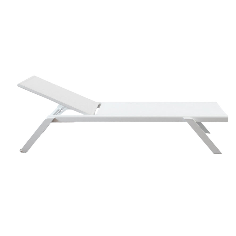 Lettino prendisole giardino impilabile comodo e resistente con struttura in alluminio bianco
