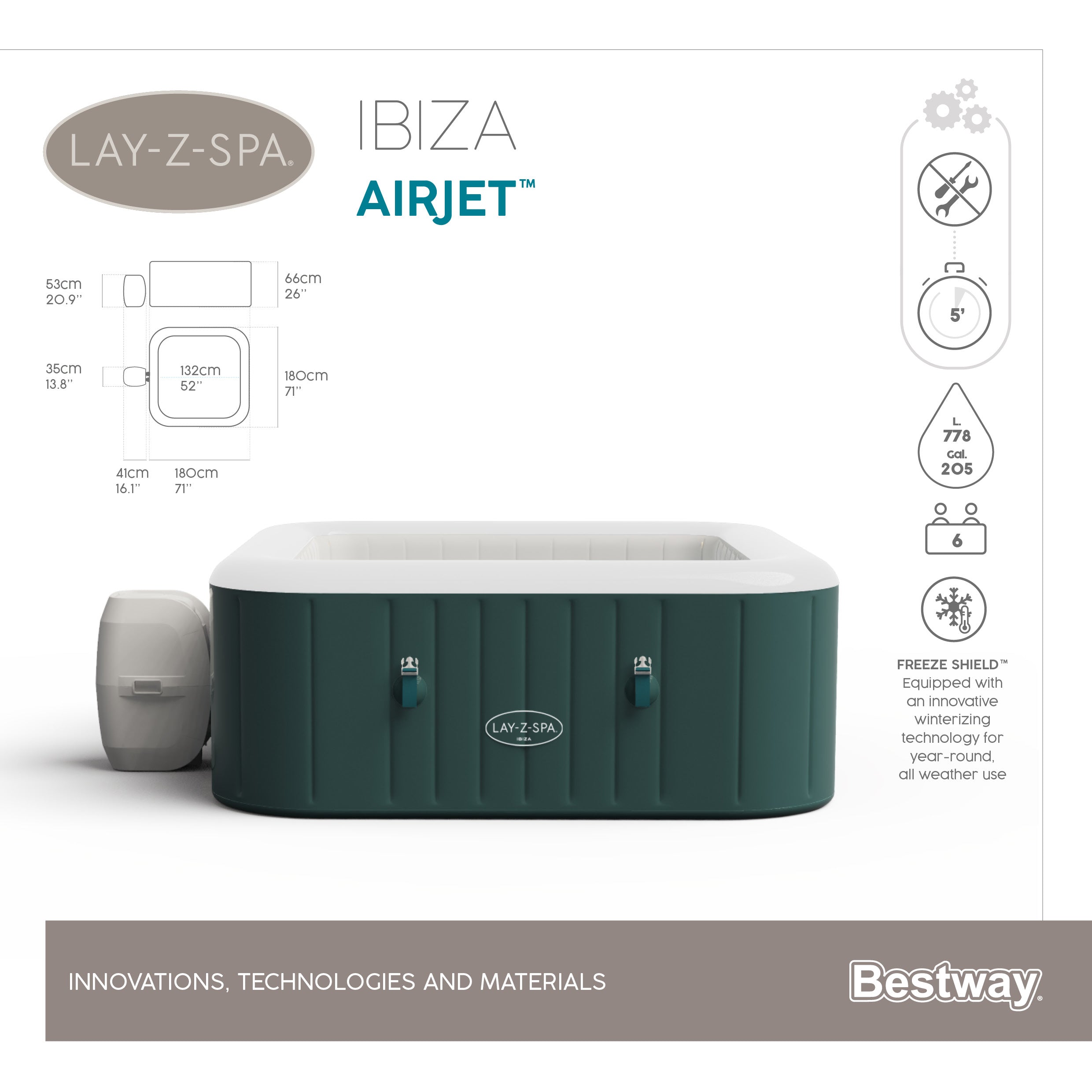 Piscina SPA idromassaggio Lay-Z-Spa Ibiza AirJet Bestway 60015