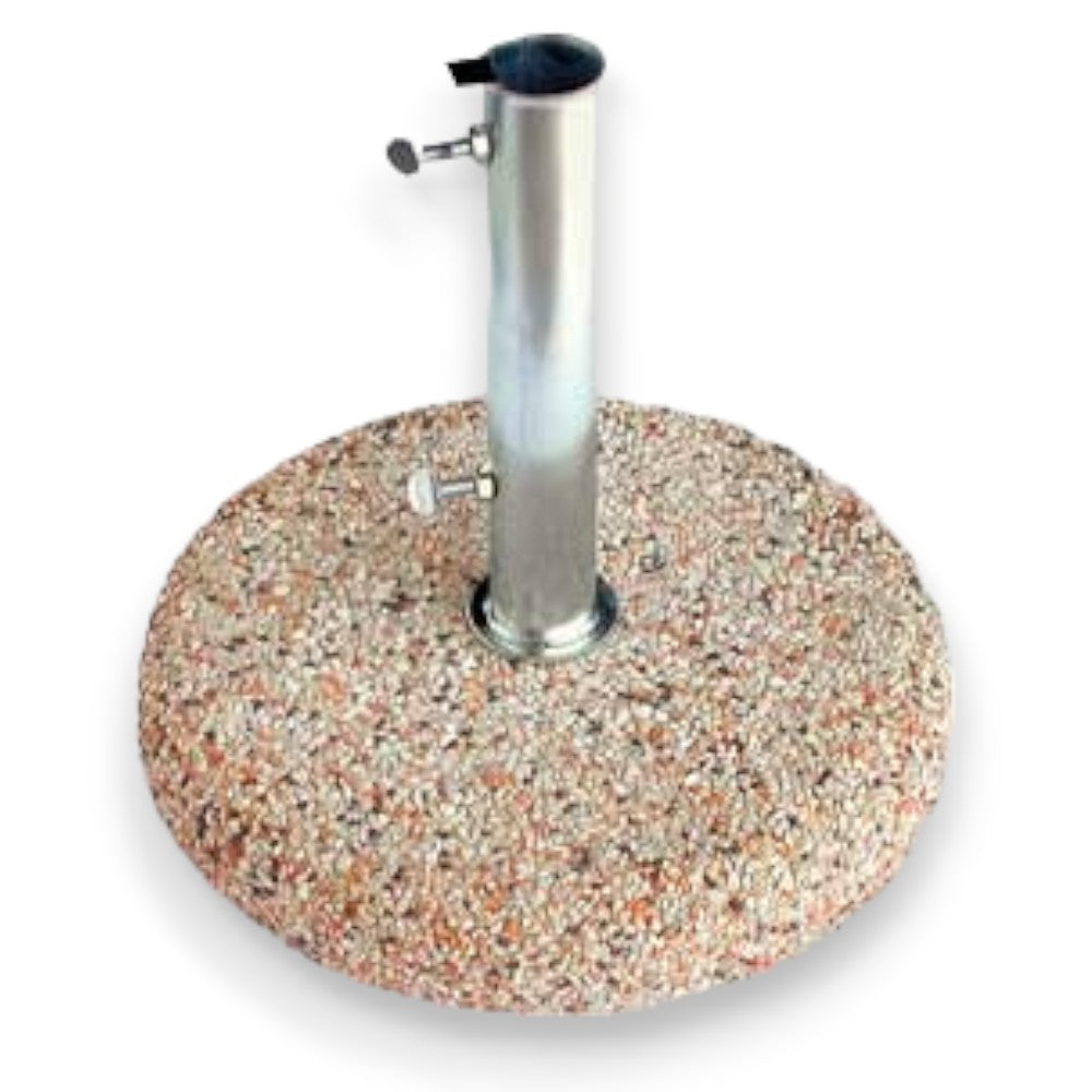 Base tonda per ombrellone in graniglia con tubo centrale in metallo