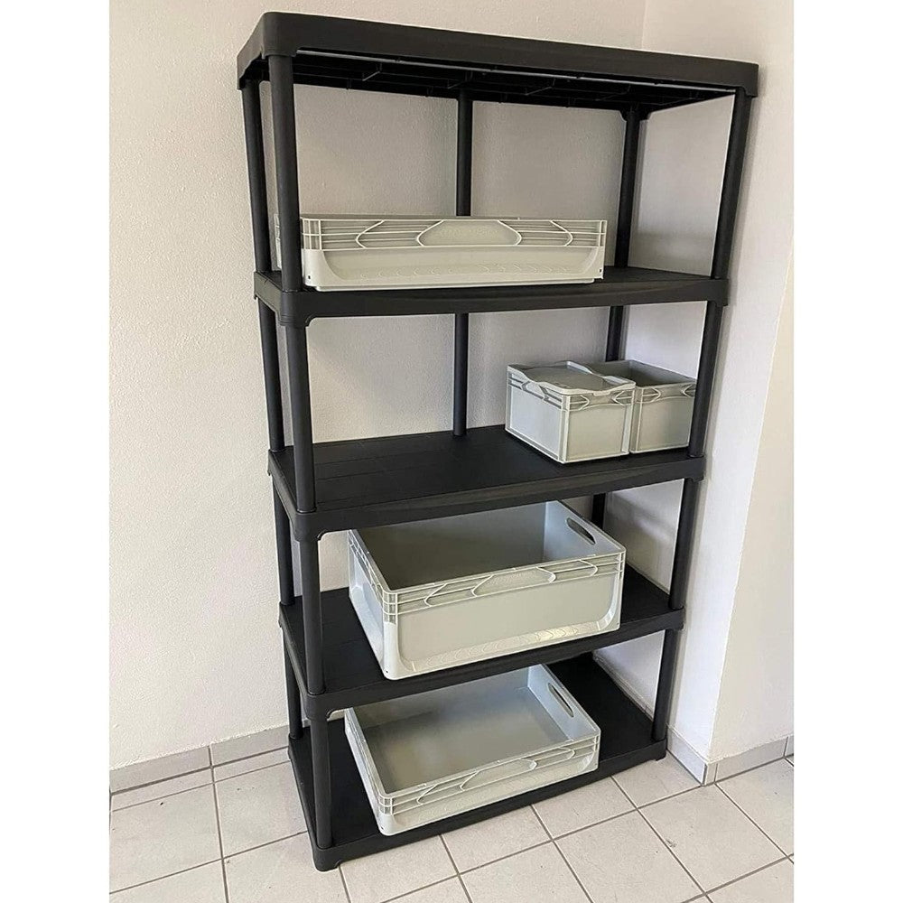 Scaffale in kit in polipropilene alta resistenza 5 ripiani con rinforzo centrale 300 Kg max