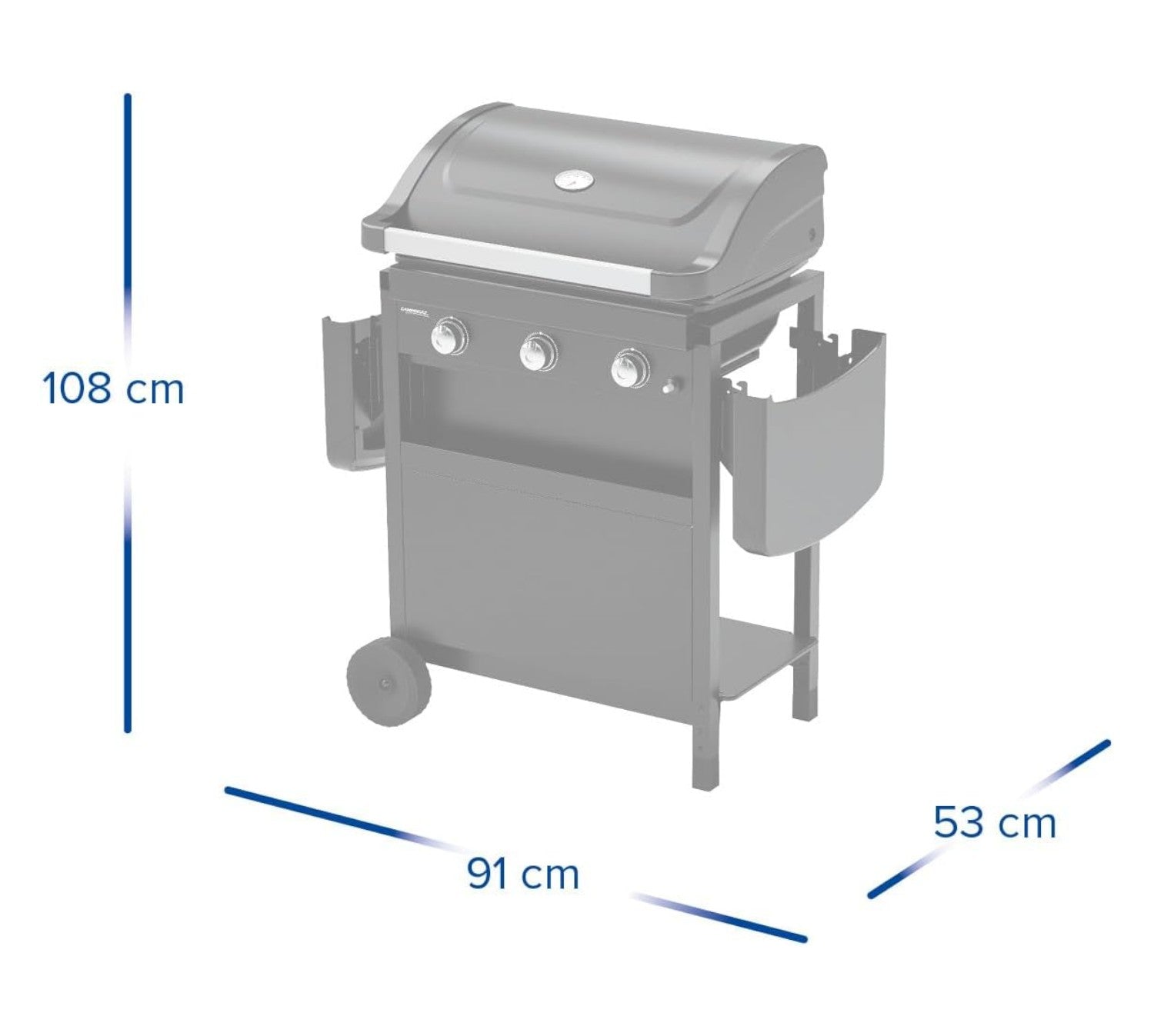 Barbecue a gas 3 bruciatori in acciaio forno con termometro e ripiani richiudibili COMPACT 3L