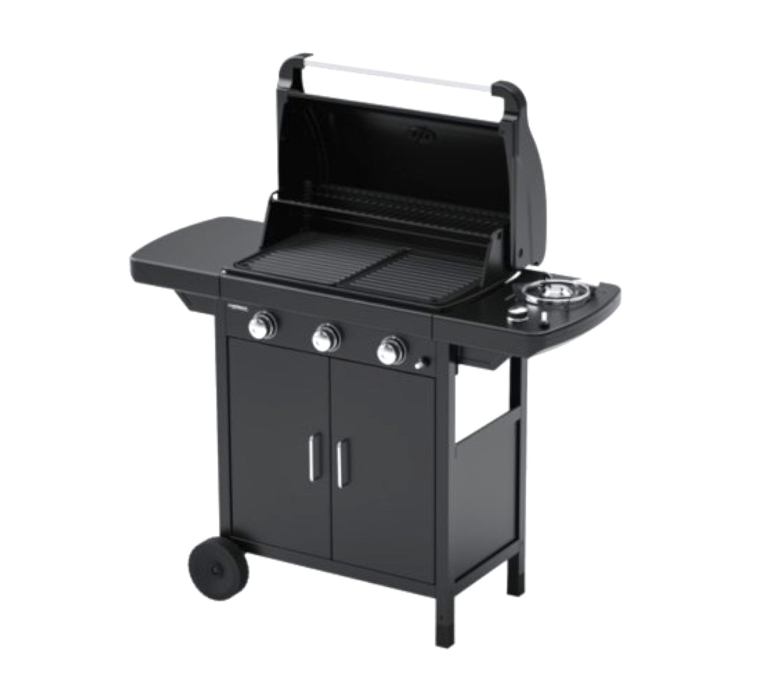 Barbecue a gas 3 bruciatori in acciaio fornello laterale e coperchio con termometro COMPACT 3LS