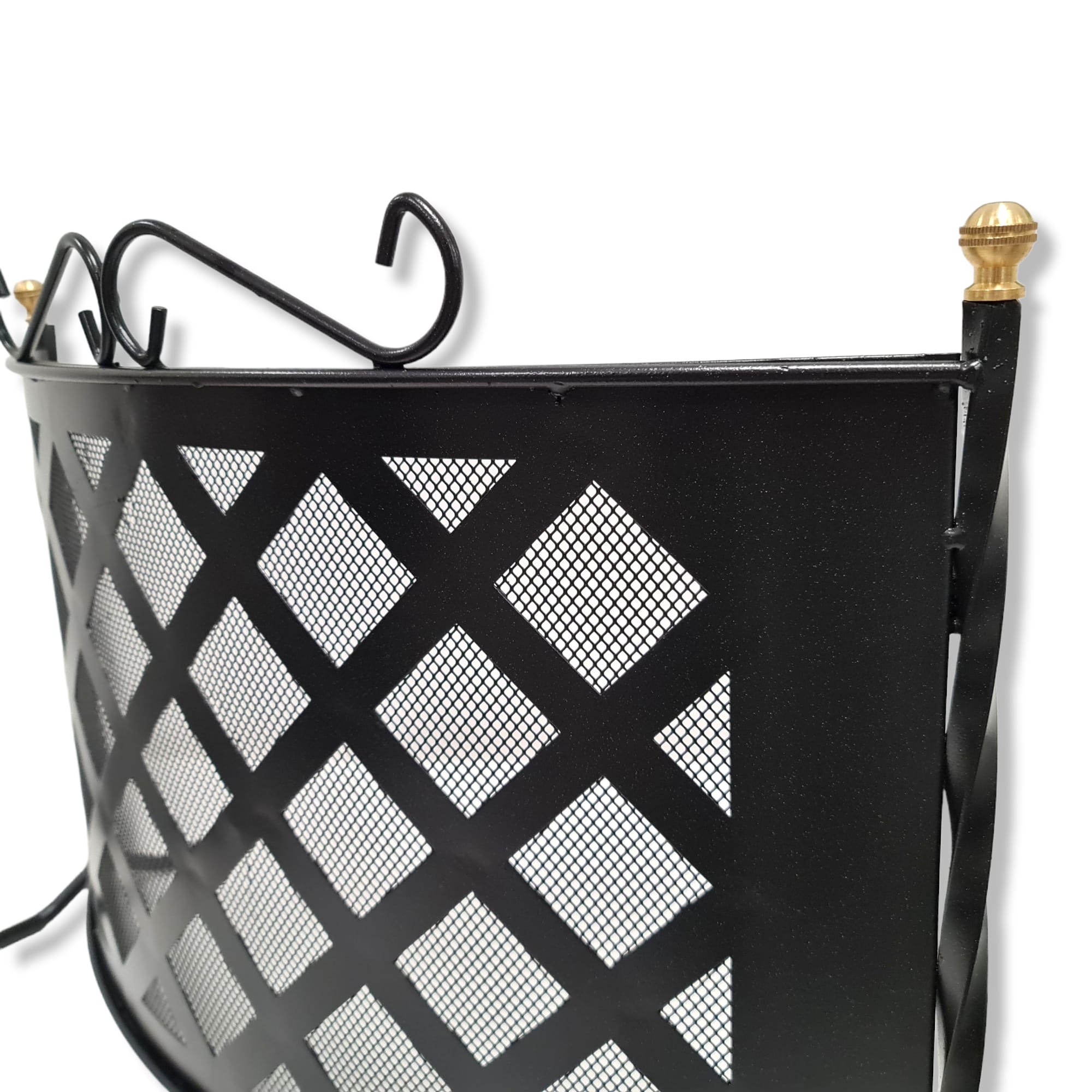 Parascintille fisso curvo in ferro battuto verniciato di grandi dimensioni protezione camino 70x55 cm resistenti e eleganti