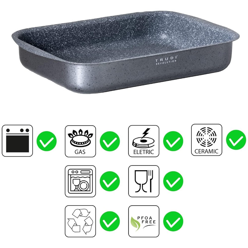 Lasagnera in alluminio universale per tutti i piani di cottura e elevata antiaderenza TRUDI AETERNUM