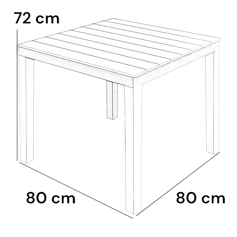 Tavolo bianco quadrato 80x80 cm in resina effetto doghe in legno Bali