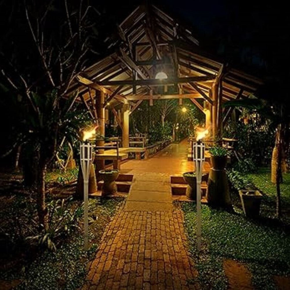 Torcia in bamboo antizanzare da tavolo con base di appoggio per esterno