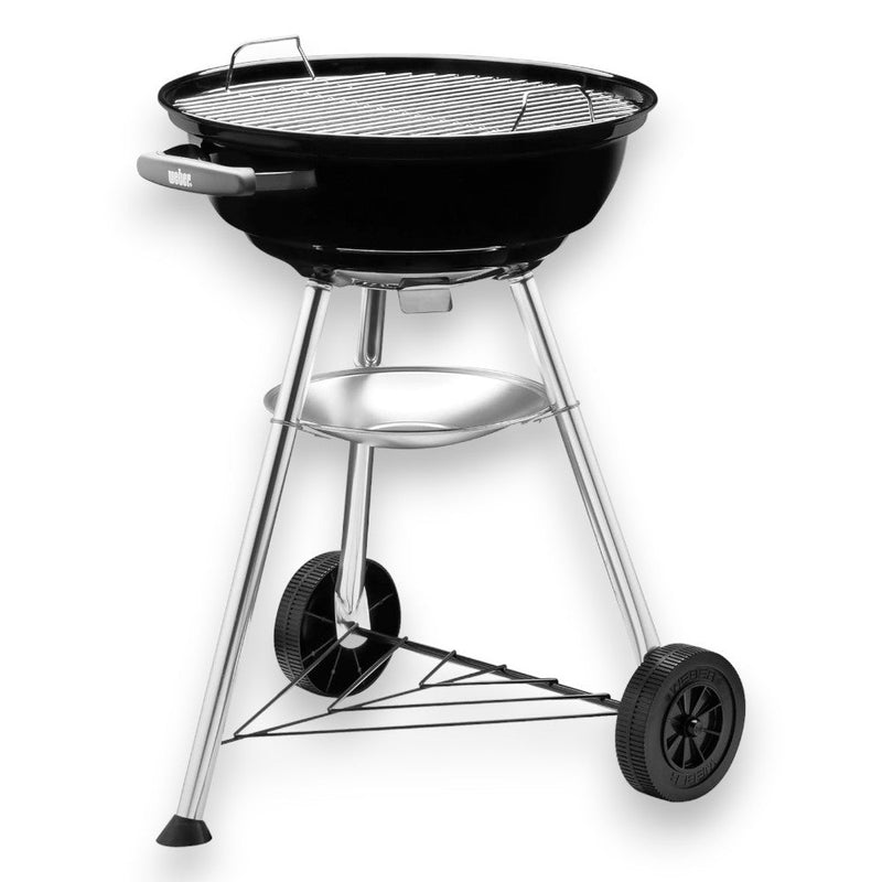 Barbecue rotondo a carbone con ruote e griglia in acciaio cromato original Weber compact kettle