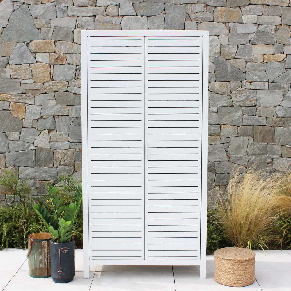 Armadio 2 ante da esterno giardino 90x48xH180 cm in alluminio bianco Yodel