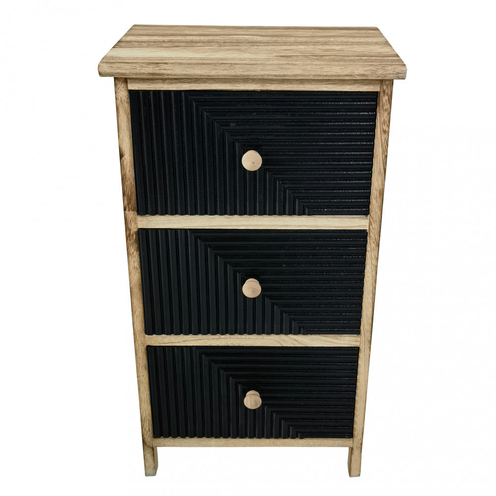 Mobiletto comodino in legno con tre cassetti per interno fisso nero e beige 34x25xH60 cm Artec
