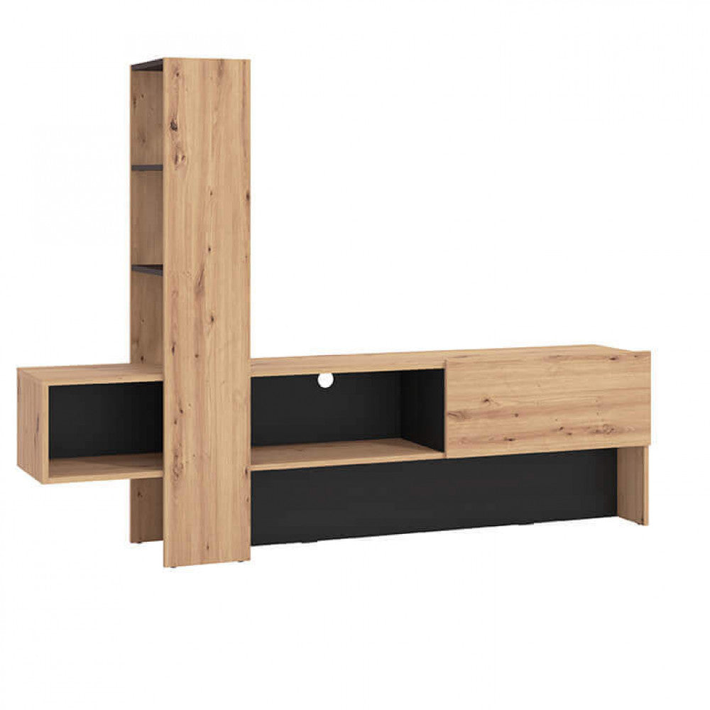 Mobile porta TV da soggiorno con scaffale e anta a ribalta in legno nobilitato Luxury Tower