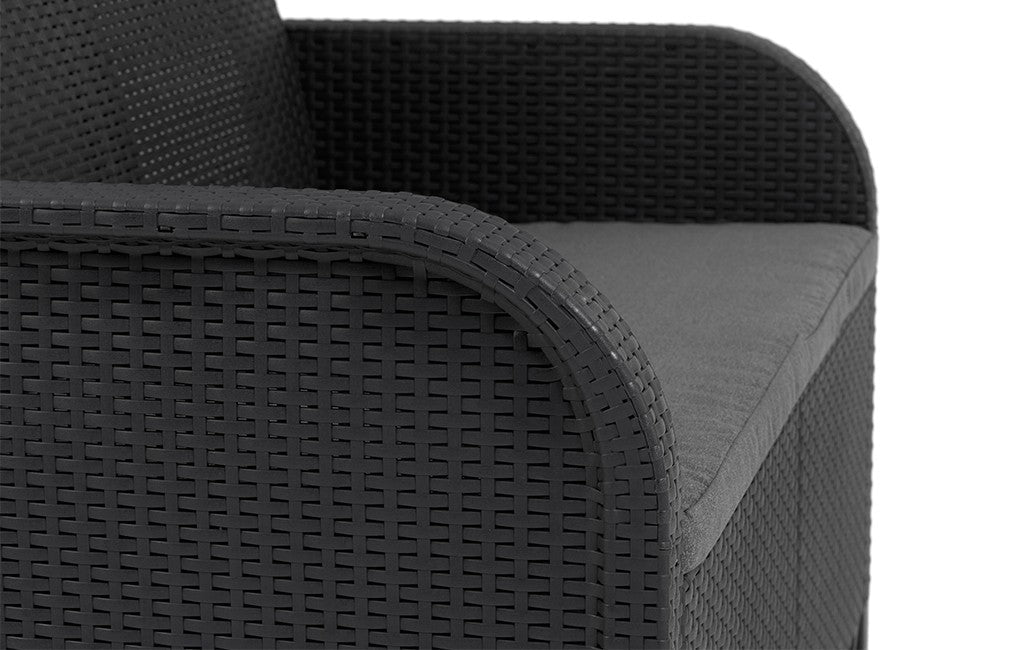 Salotto Set da giardino esterno con divano poltrone e tavolino rattan Keter Rosalie bianco