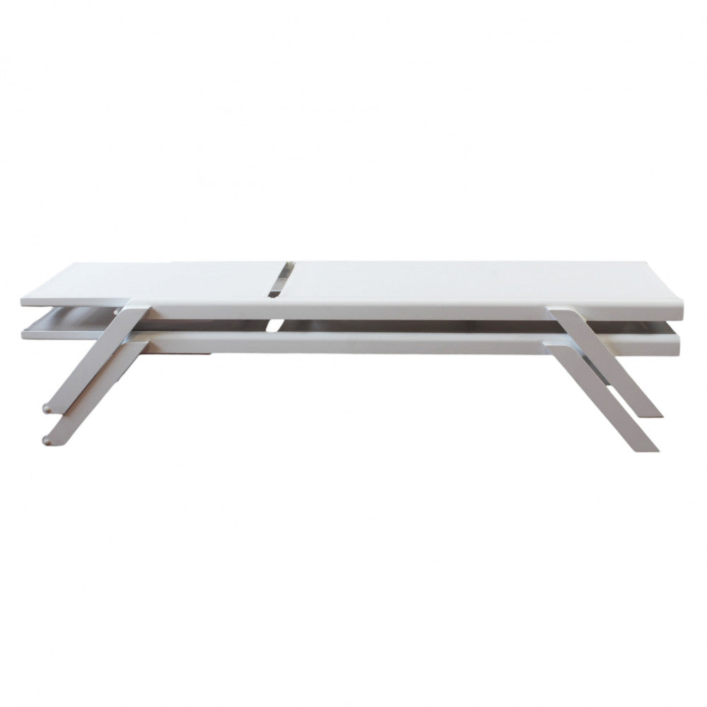 Lettino prendisole giardino impilabile comodo e resistente con struttura in alluminio bianco