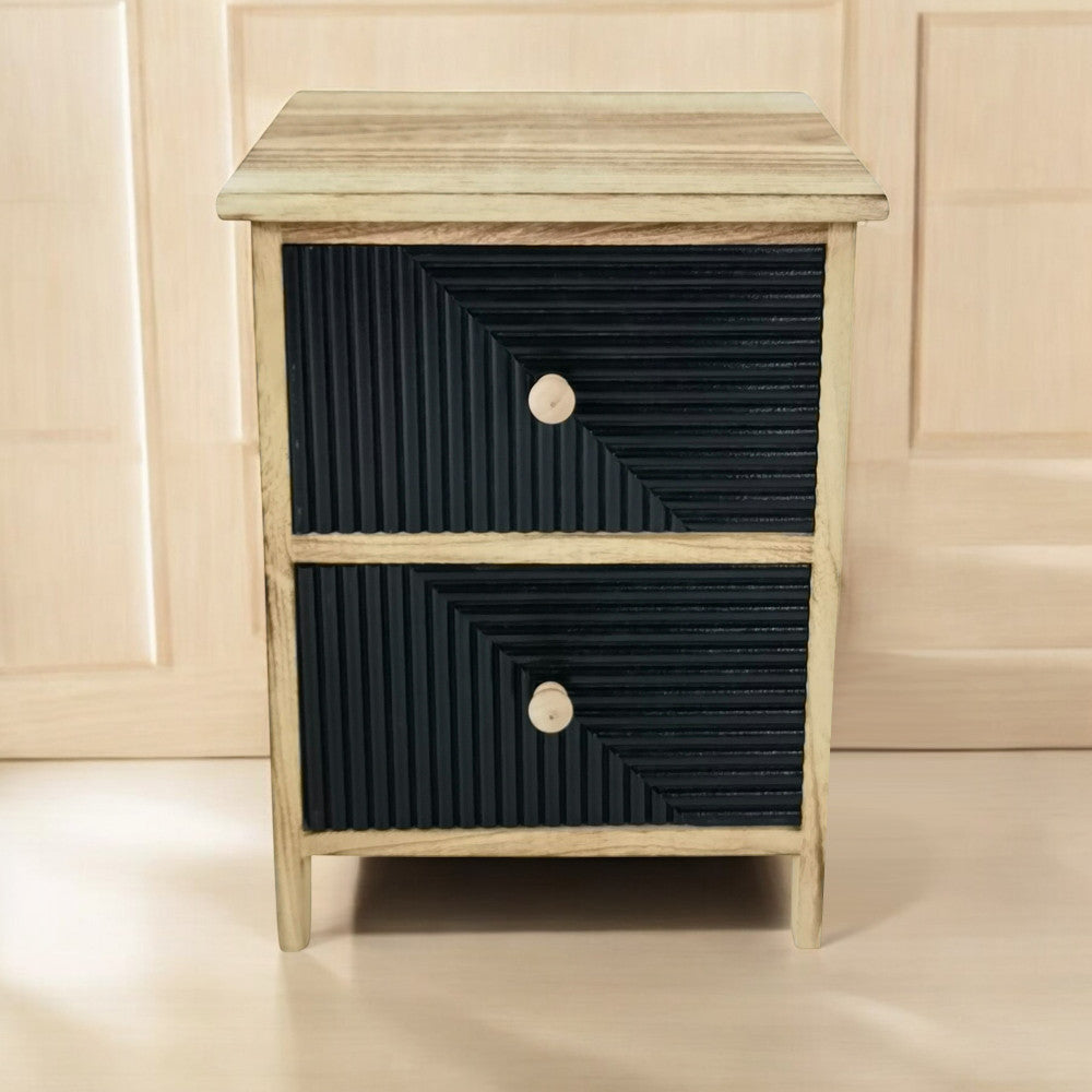 Mobiletto in legno con due cassetti fisso nero e beige 34x25xH43.5 cm Artec