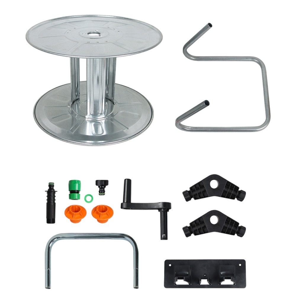 Avvolgitubo portatile murale da giardino per tubi di 50 mt da 1/2"