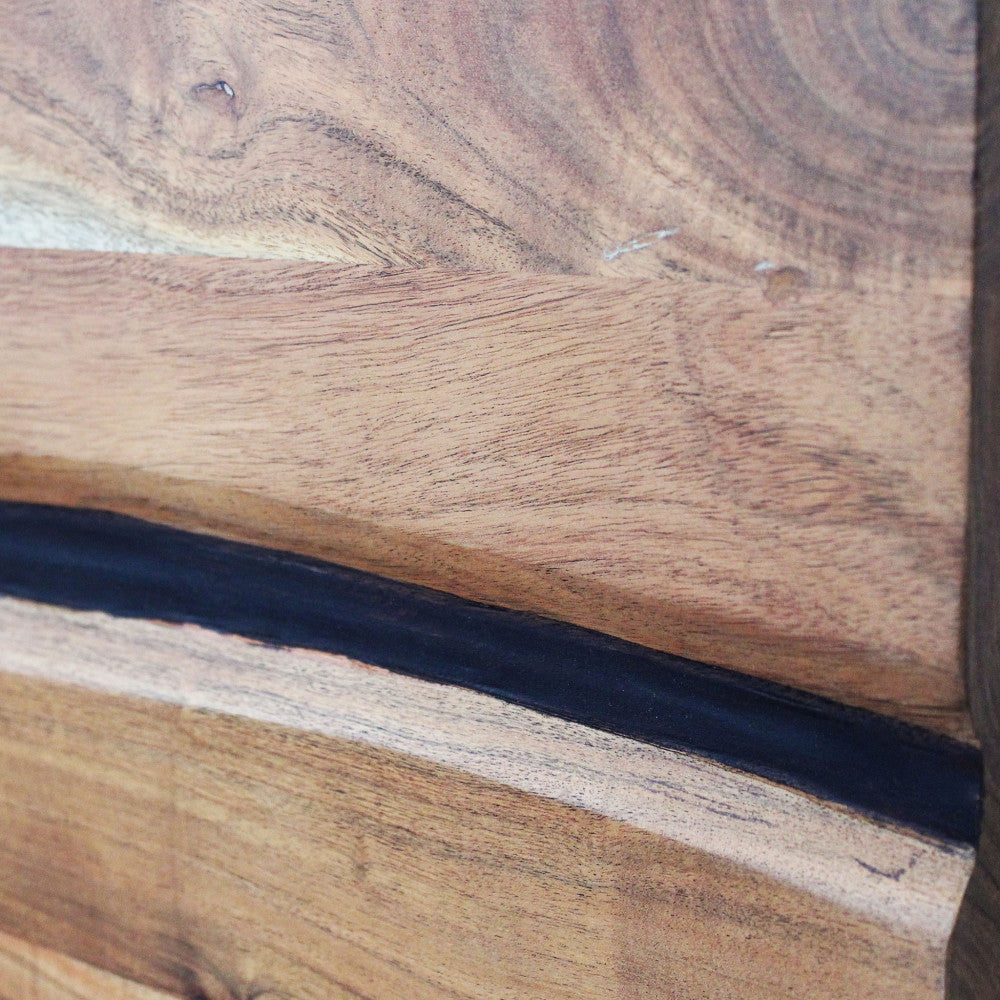 Mobile porta TV in legno di acacia con 2 ante e 2 ripiani Nister