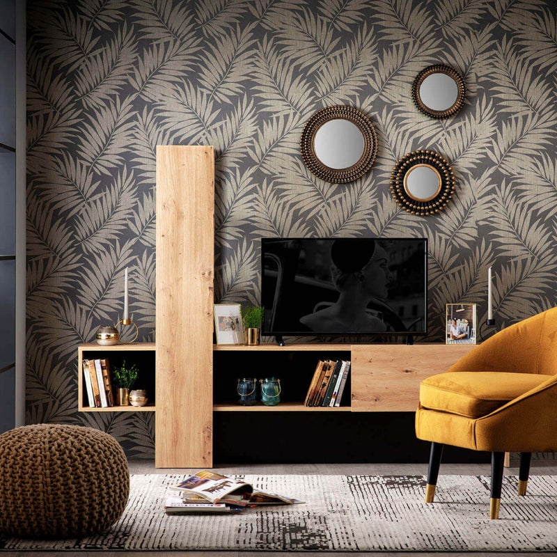 Mobile porta TV da soggiorno con scaffale e anta a ribalta in legno nobilitato Luxury Tower