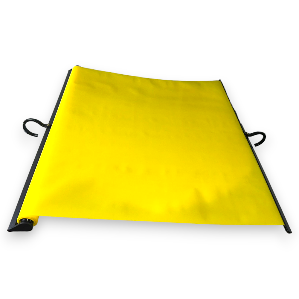 Telo copribucato plastificato impermeabile giallo rullo 5 metri con ganci da balcone esterno