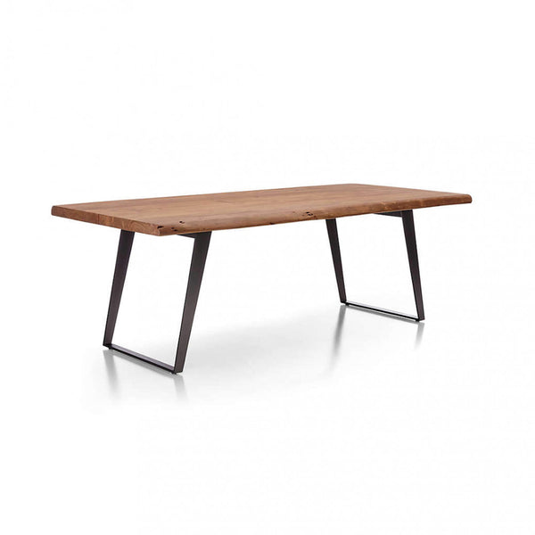 Tavolo da interno 200x100 cm con piano in legno di acacia e gambe in metallo Bluter
