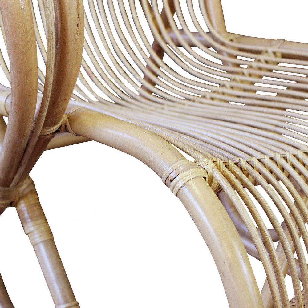 Sedia poltrona a dondolo da esterno in fibra naturale di bamboo intrecciato Palmarola