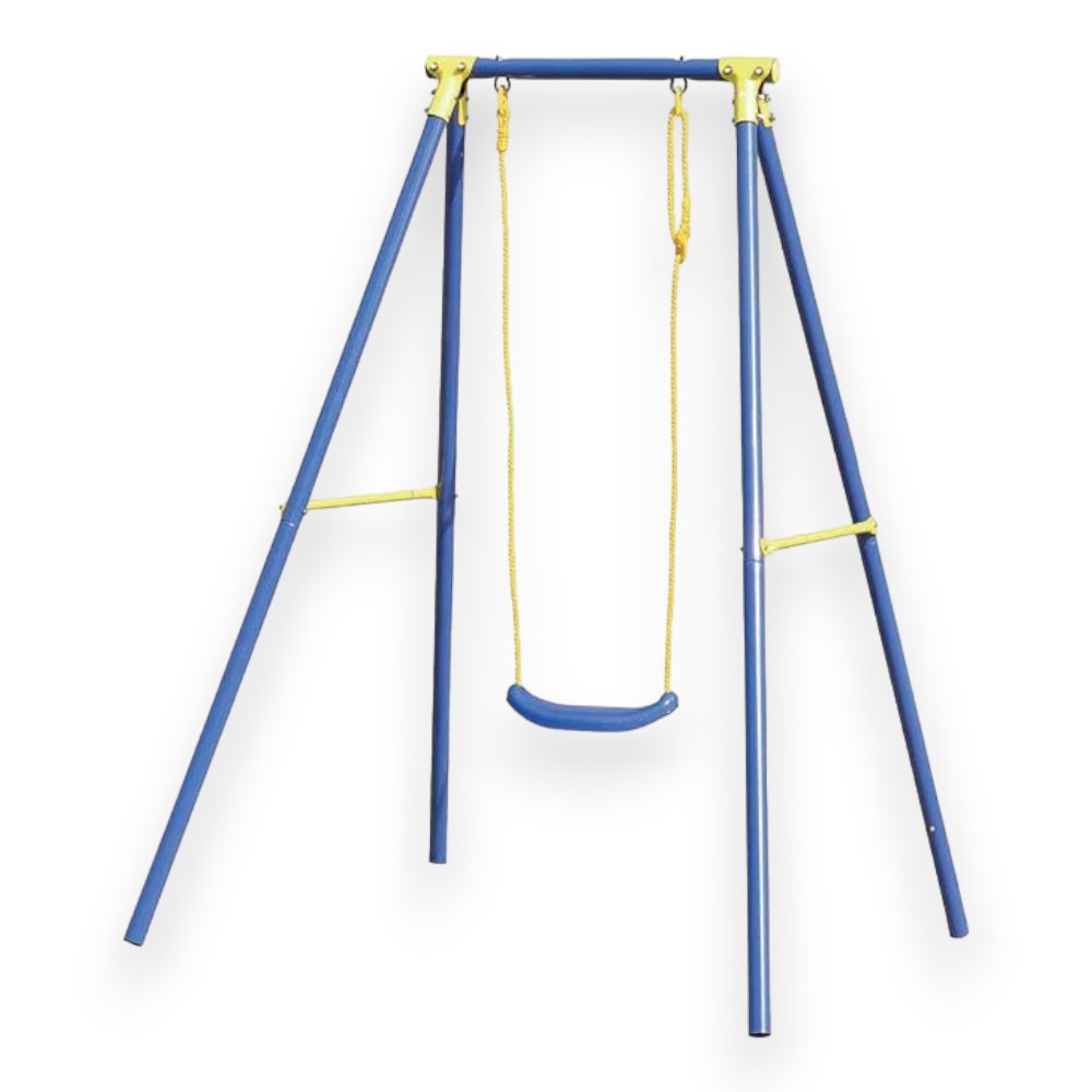 Altalena da giardino per bambini in acciaio 1 posto con corde regolabili 145x142xH182 cm