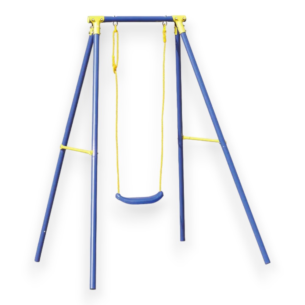 Altalena da giardino per bambini in acciaio 1 posto con corde regolabili 145x142xH182 cm