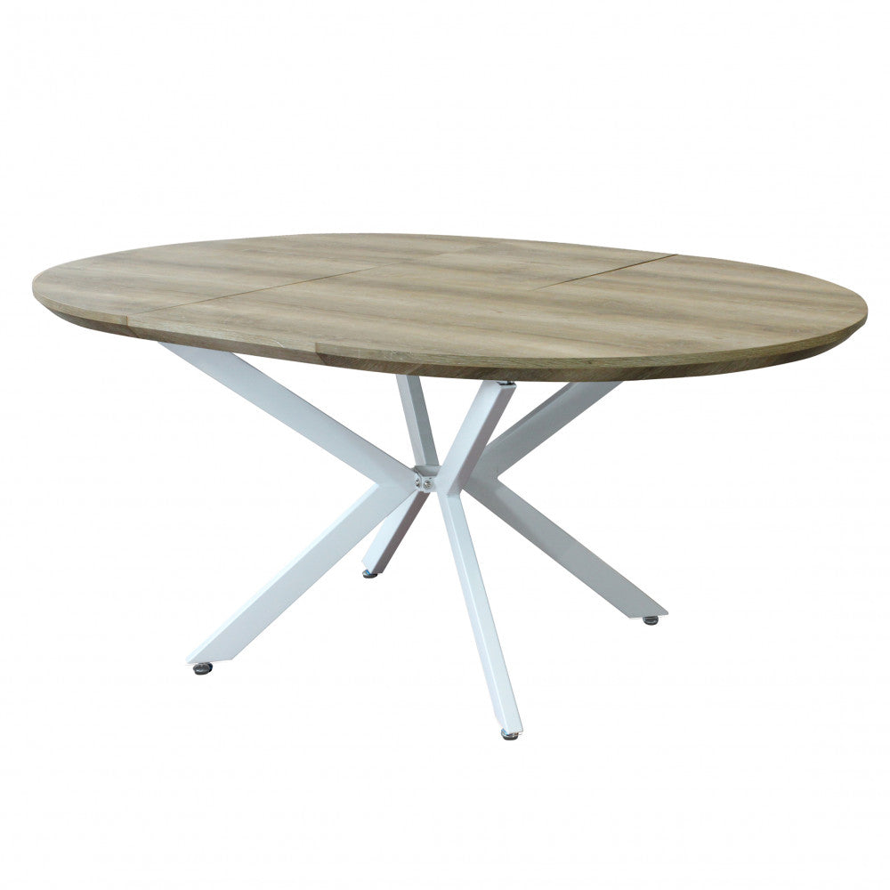 Tavolo rotondo allungabile con piano in MDF e struttura in metallo 120/160x120xH76 cm Garry