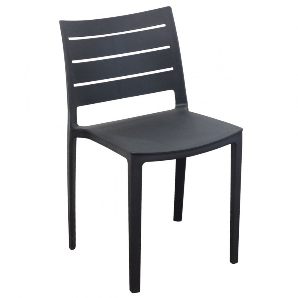 Sedia impilabile da esterno giardino in resina senza braccioli con schienale effetto doghe