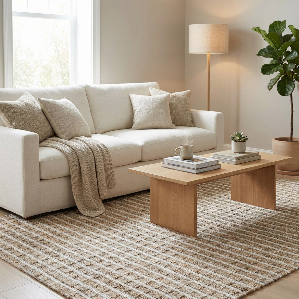 Tappeto da interno 160x230 cm con motivo a quadri marrone chiaro