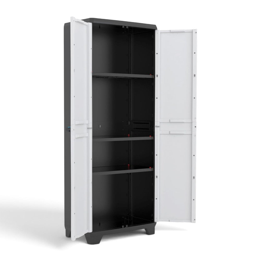 Armadio linear tuttopiani in resina resistente lucchettabile con 2 ante 3 ripiani regolabili e maniglia ergonomica soft touch KETER