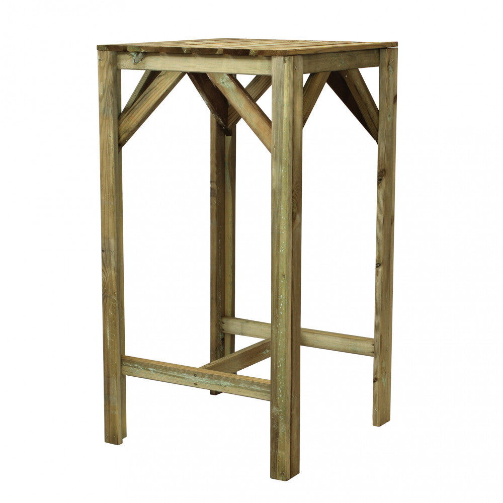 Tavolo bar pub e locali alto da esterno 60x60x110 cm in legno di pino impregnato verniciabile Trender