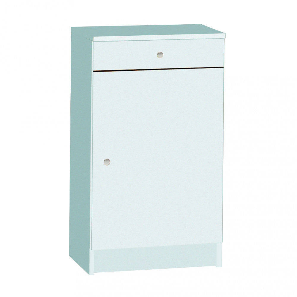 Mobiletto da Ingresso Portaoggetti 1 Anta e 1 Cassetto Bianco in MDF Dimensioni 46x34x80 cm