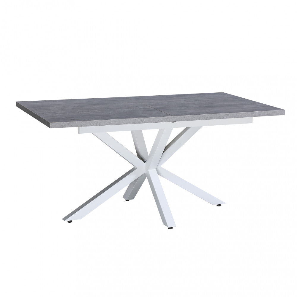 Tavolo allungabile con piano in mdf grigio e struttura in metallo bianco 90x160/200xH75 cm Gariè