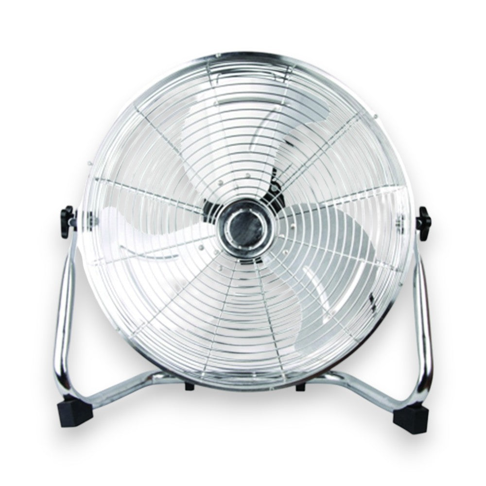Ventilatore da appoggio con struttura in acciaio cromato e pale in alluminio 45 cm 100W