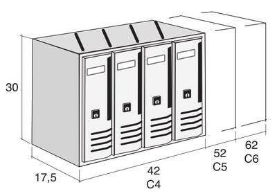 Cassette postali multiple Blocchiere per condominio verticali per posta 6 posti in alluminio Alubox Cubo Bronzo