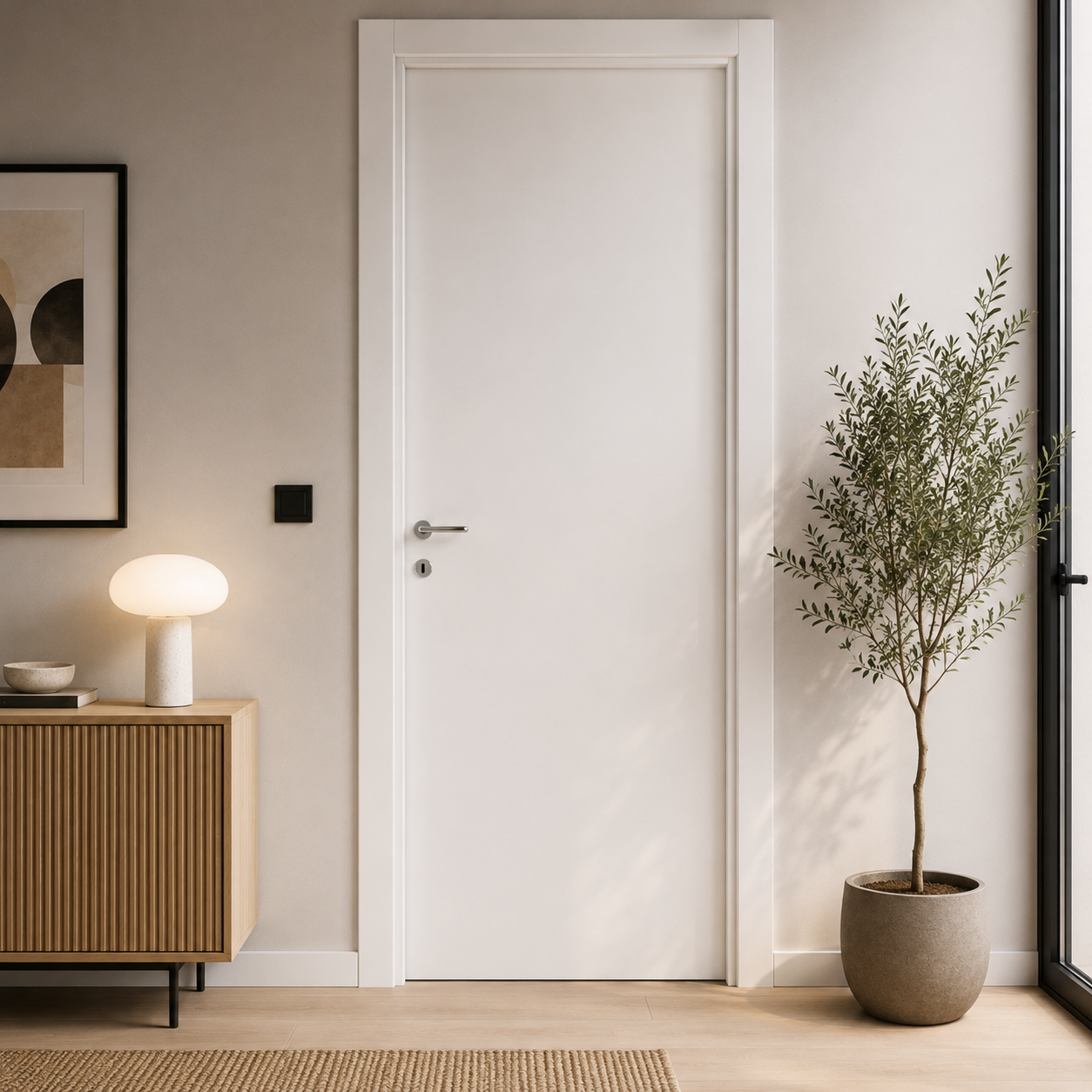Porta da interno battente reversibile bianco effetto liscio in MDF H210 cm