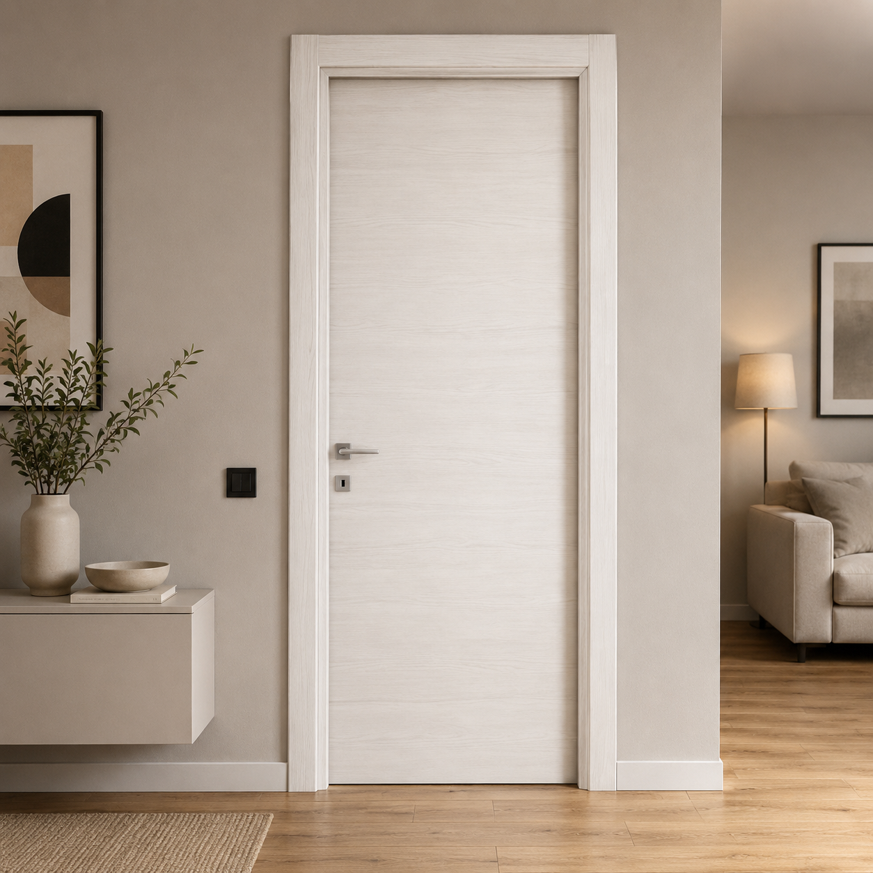 Porta da interno battente reversibile olmo bianco effetto venato H210 cm