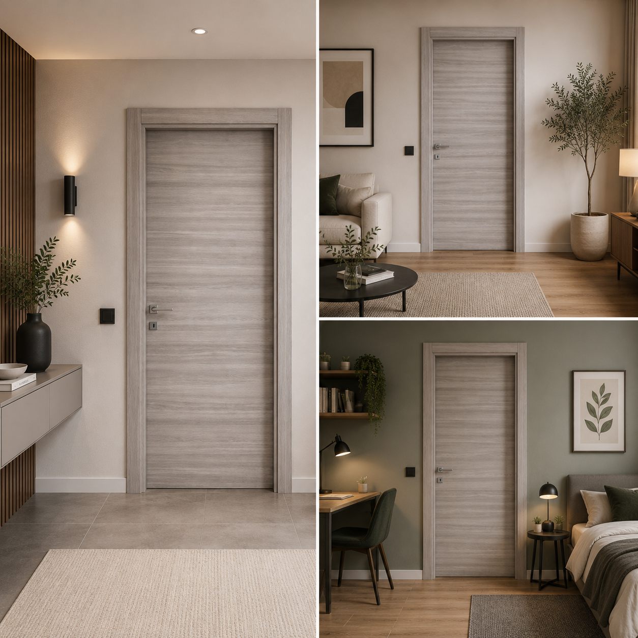 Porta da interno battente reversibile olmo grigio effetto venato H210 cm