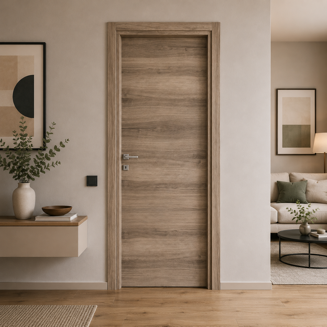 Porta da interno battente reversibile olmo nocciola effetto venato in MDF H210 cm
