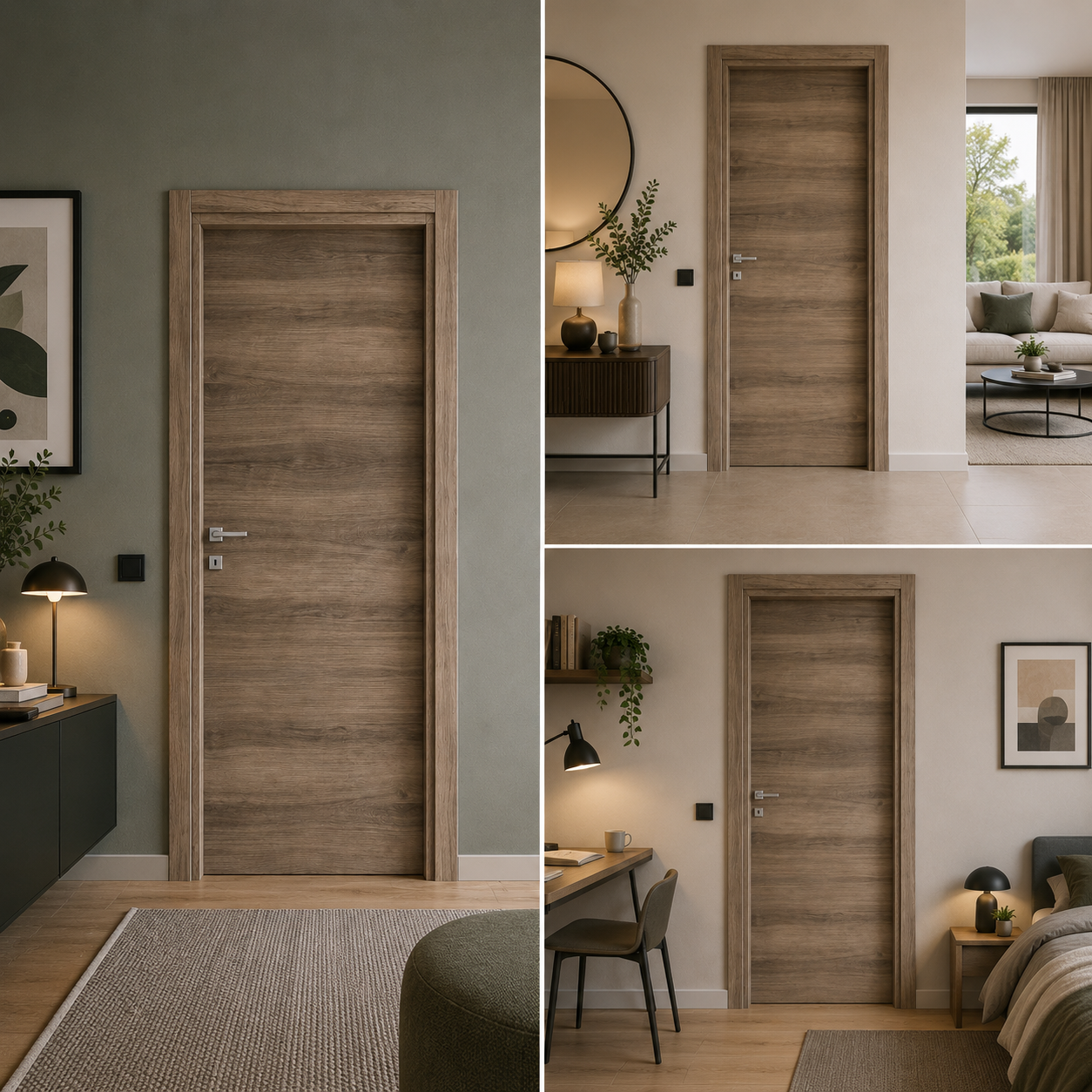 Porta da interno battente reversibile olmo nocciola effetto venato in MDF H210 cm