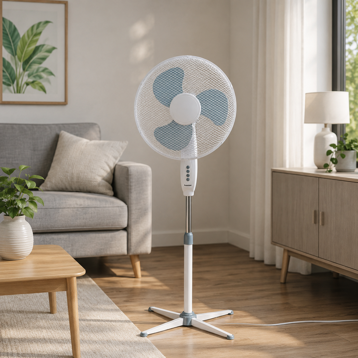 Ventilatore a piantana con 3 pale a 3 velocità con diametro 40xH145 cm