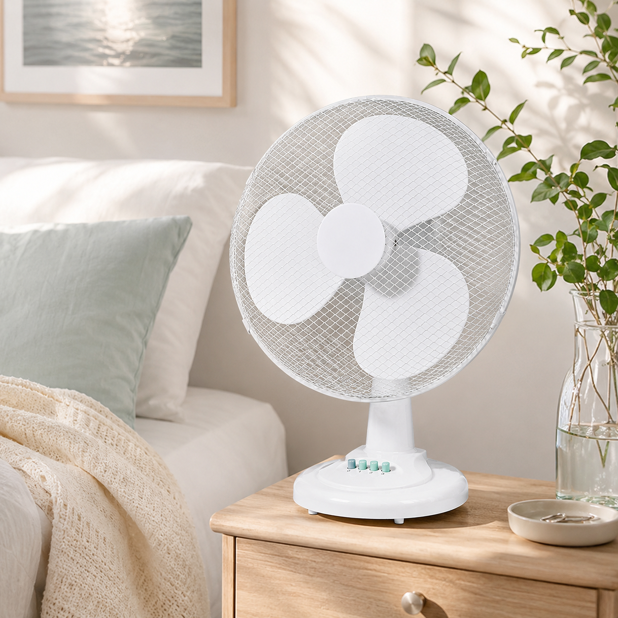 Ventilatore 3 velocità da tavolo con pale 40 cm potenza 45w oscillante e orientabile