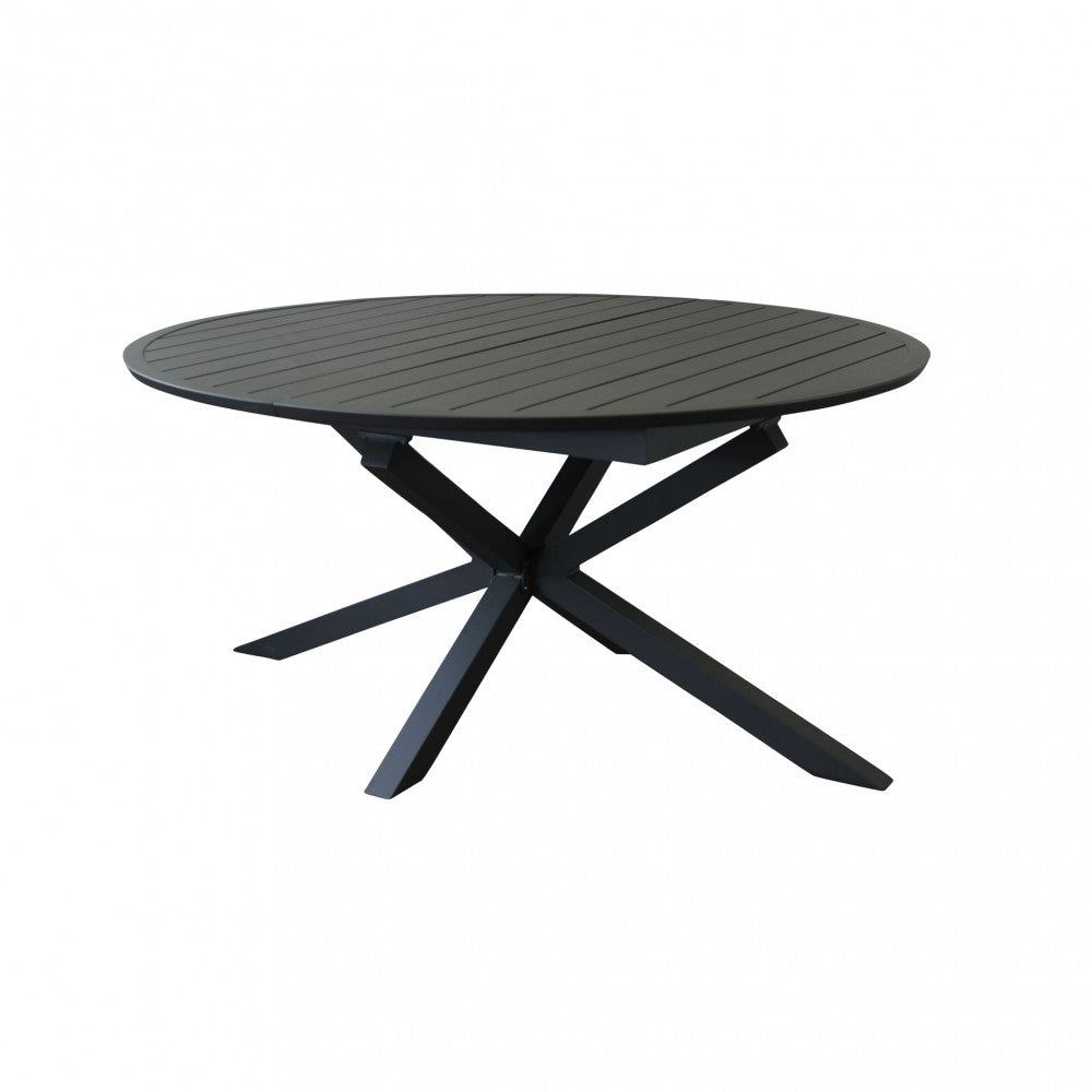 Tavolo in alluminio rotondo allungabile antracite con diametro 150x150xH75 cm Camet