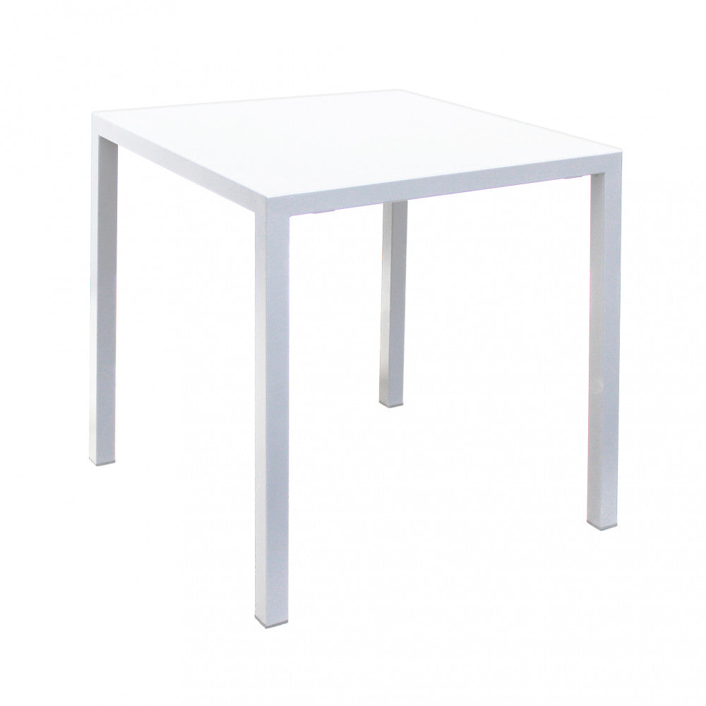 Tavolo quadrato autolivellante bianco in metallo 80x80xH75 cm