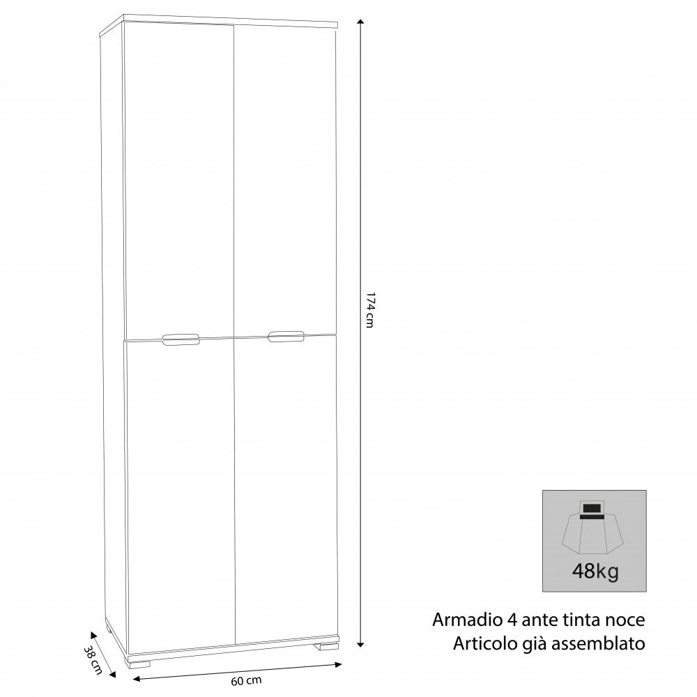 Armadio tuttopiani 4 ante in nobilitato bilaminato Linea Classic