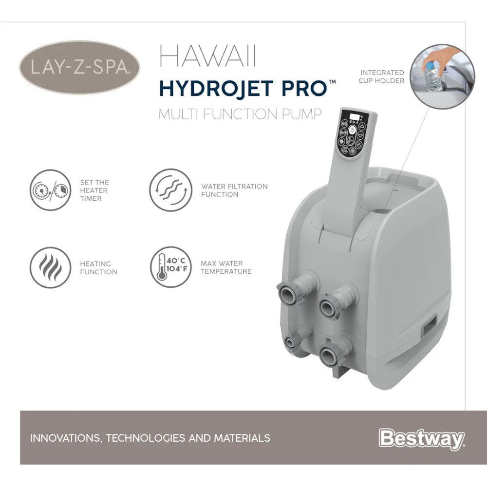 Piscina SPA idromassaggio grigio scuro 4-6 persone con controllo remoto tramite APP Lay-Z Spa Hawaii Hydrojet Pro BESTWAY 60031