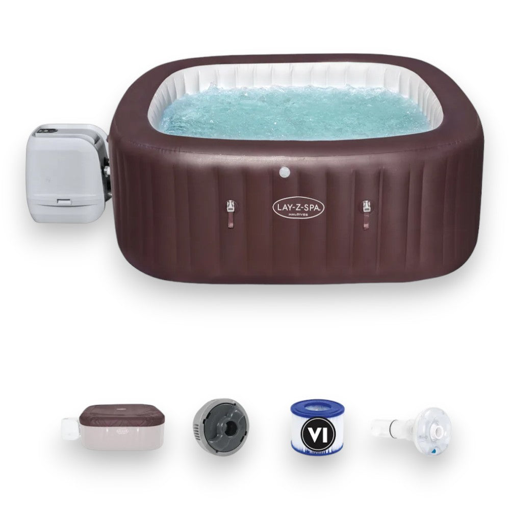 Piscina SPA idromassaggio mogano 5-7 persone con controllo remoto tramite APP Lay-Z Spa Maldives Hydrojet Pro BESTWAY 60033