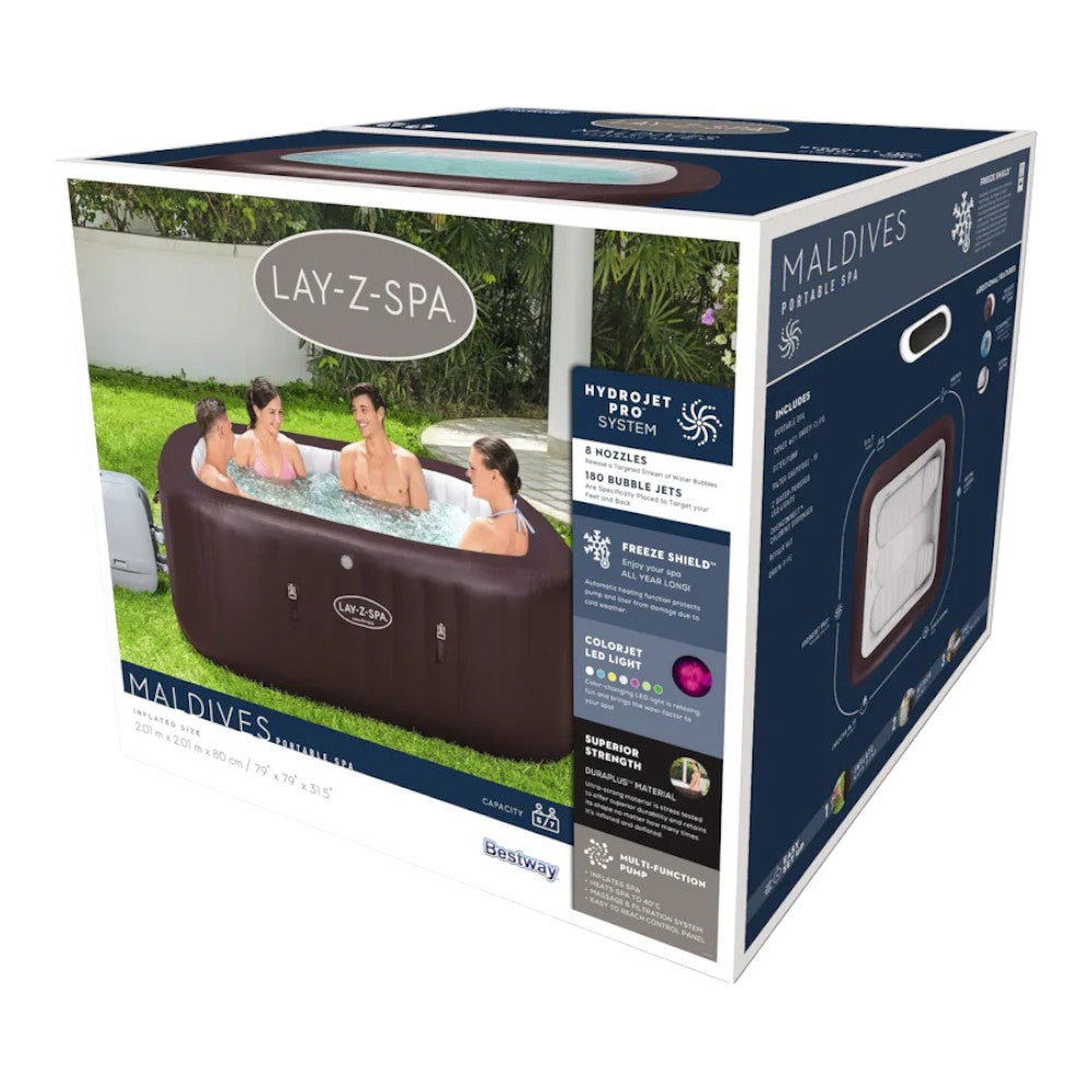 Piscina SPA idromassaggio mogano 5-7 persone con controllo remoto tramite APP Lay-Z Spa Maldives Hydrojet Pro BESTWAY 60033