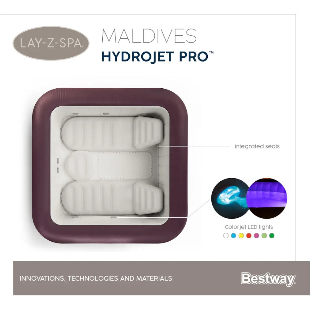 Piscina SPA idromassaggio mogano 5-7 persone con controllo remoto tramite APP Lay-Z Spa Maldives Hydrojet Pro BESTWAY 60033